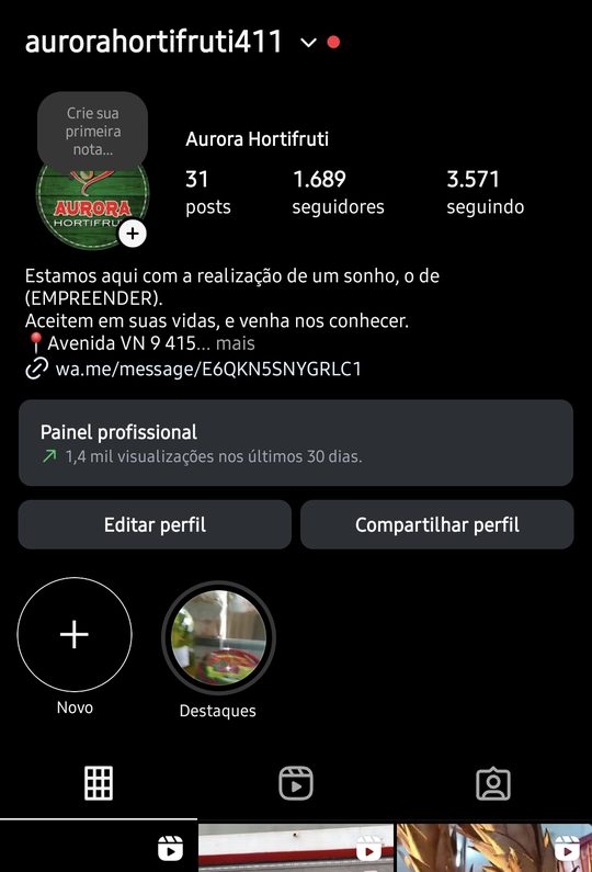 Perfil antigo da Aurora Hortifruti