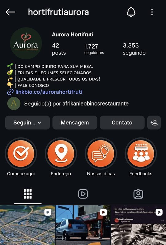 Perfil reposicionado da Aurora Hortifruti